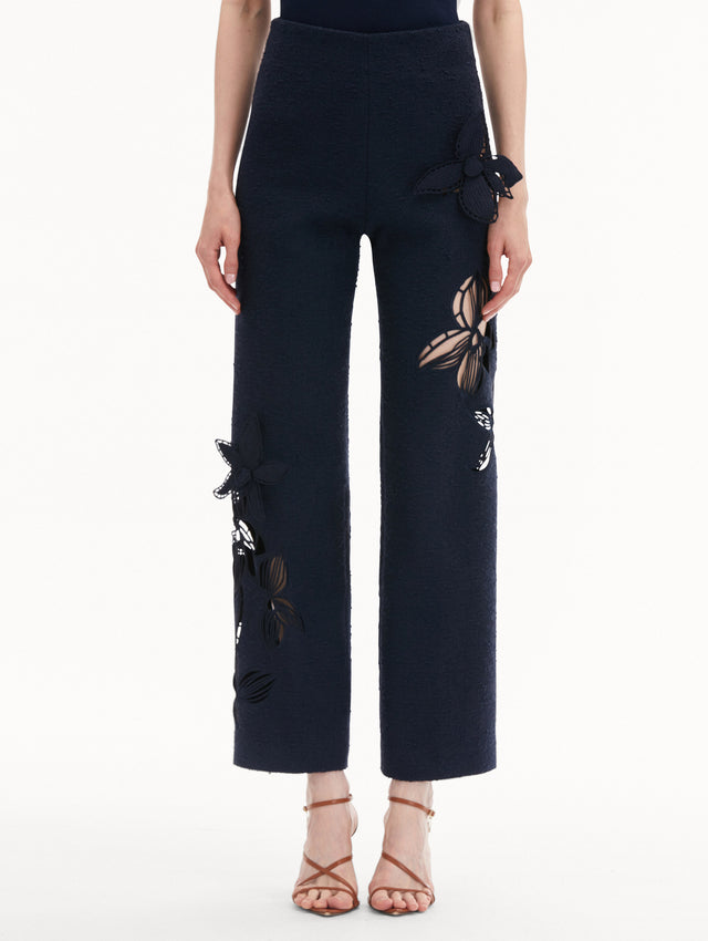 Navy Orchid Embroidered Tweed Pant
Side View