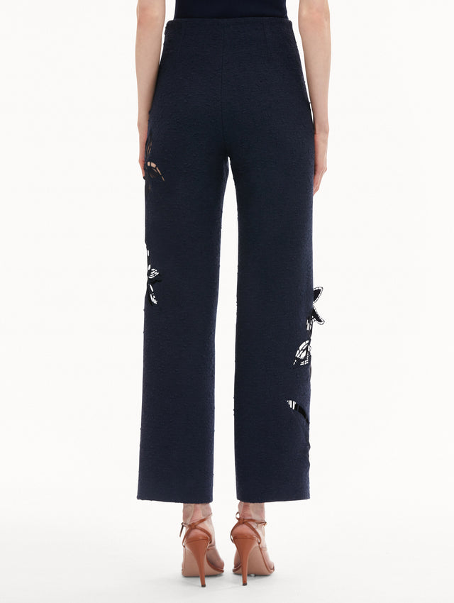 Navy Orchid Embroidered Tweed Pant
Back View