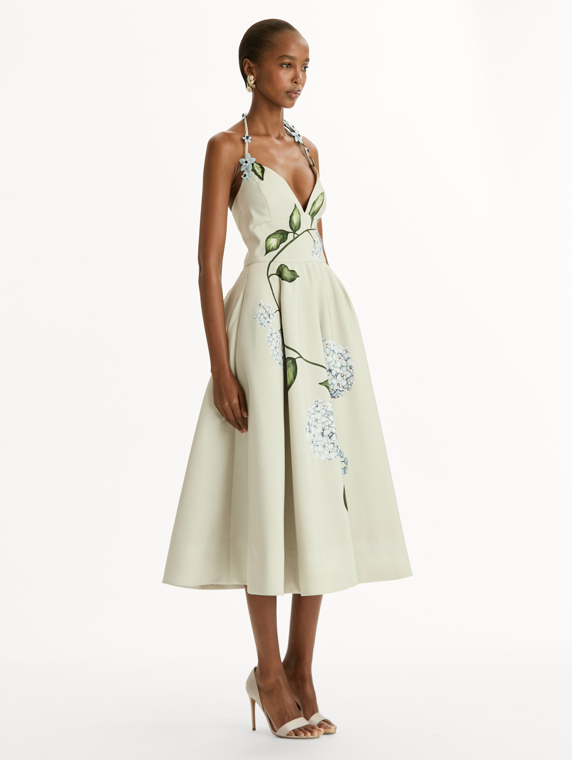 Porcelain Flower Faille Cocktail Dress Porcelain Flower Faille Cocktail Dress
