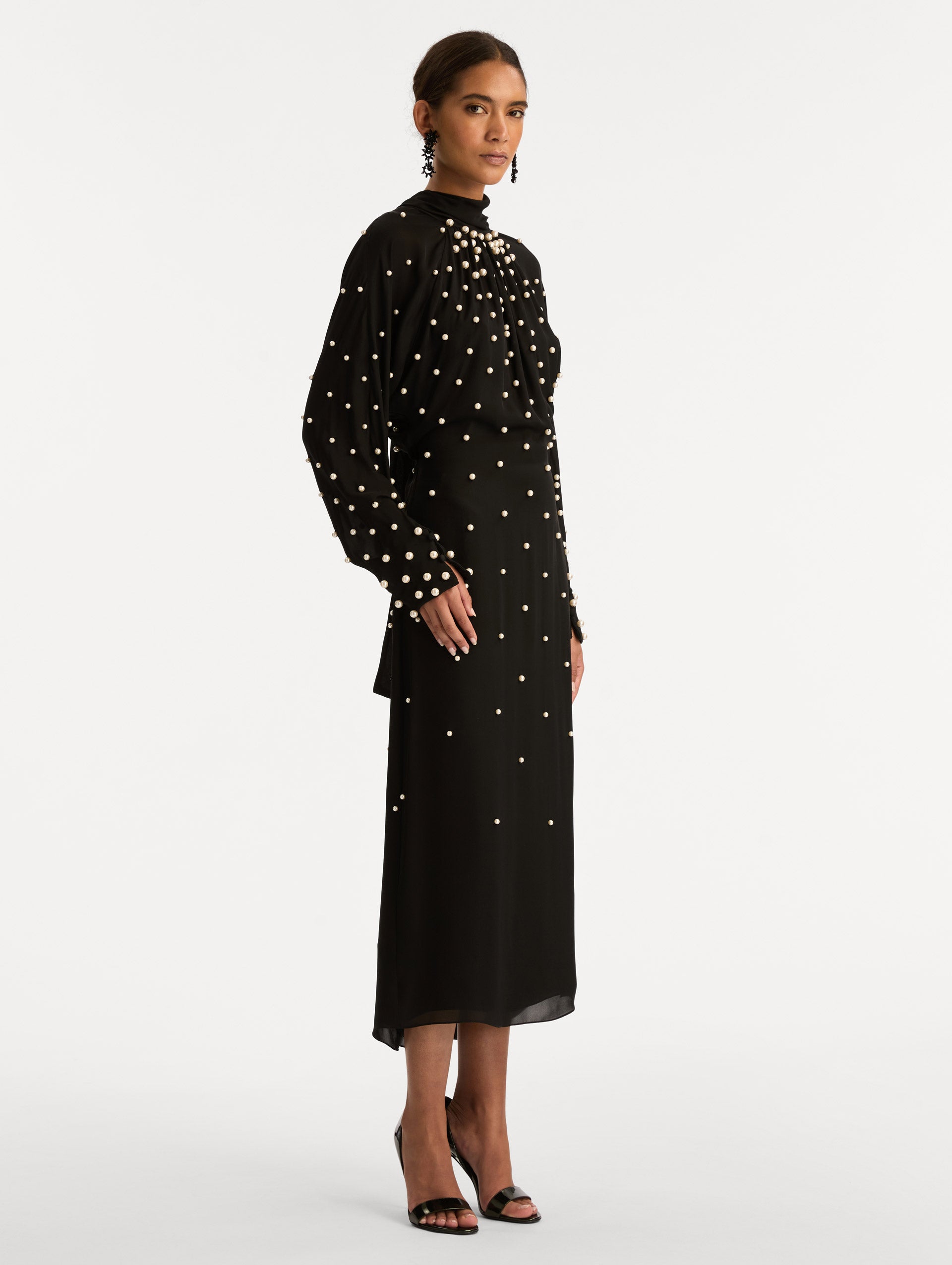black pearl dress long sleeve boohoo Women's Velvet Pearl Trim Square Neck Structured Mini Dress