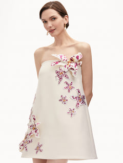 Women's Round Neck Shift Dress in Watercolor Orchid