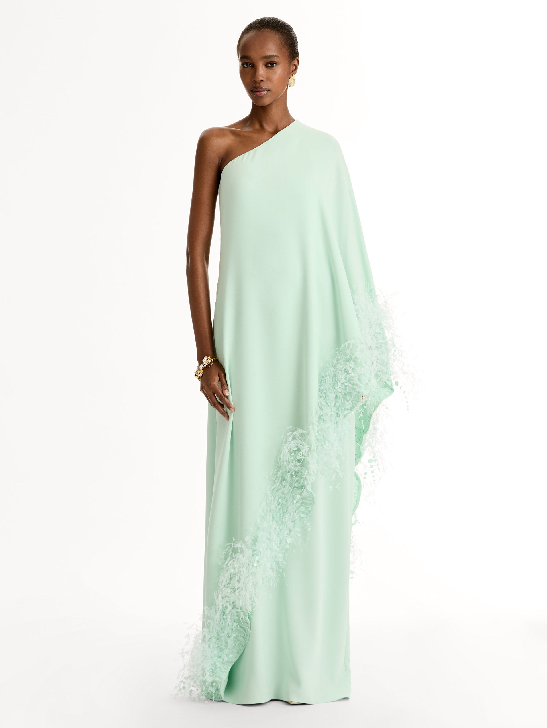 Point d'Esprit Feather Embroidered Caftan