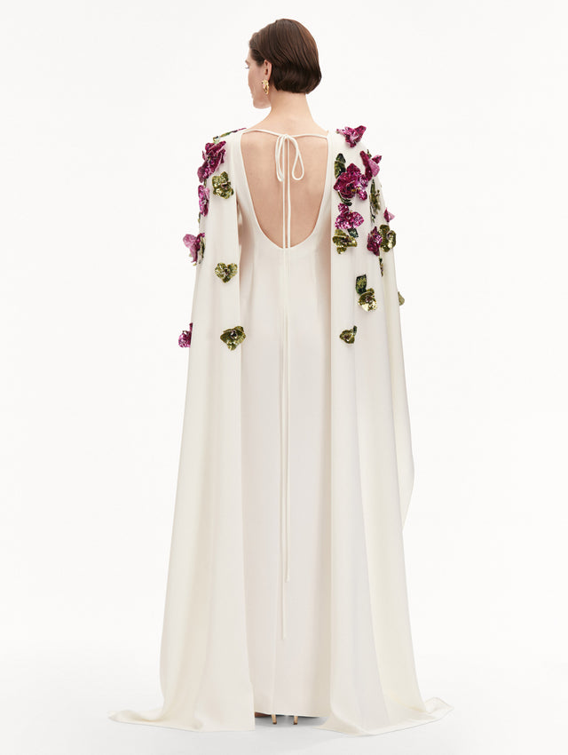 Orchid Sequin Embroidered White Caftan
Back View