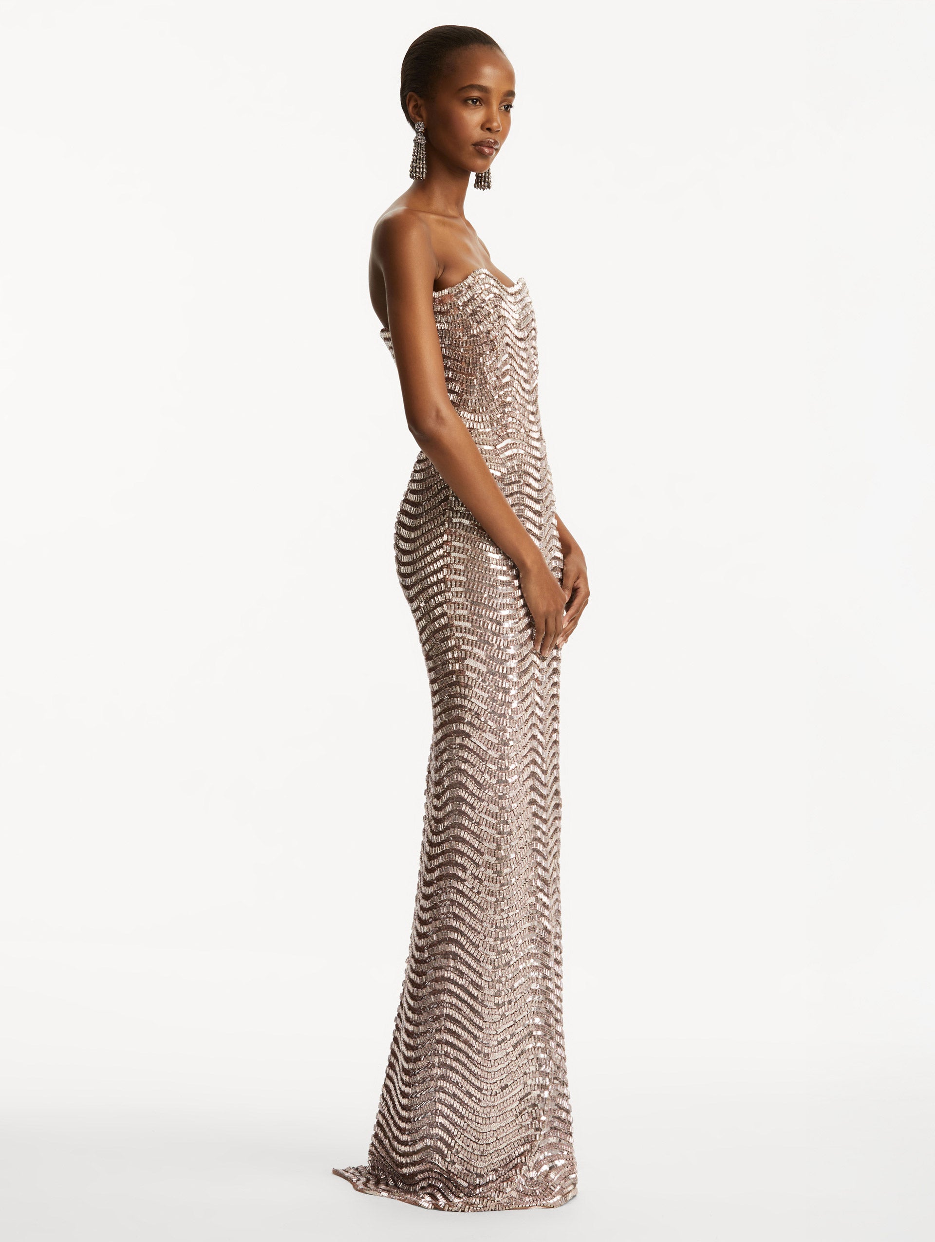 Sequin & Crystal Wave Embroidered Gown Sequin & Crystal Wave Embroidered Gown