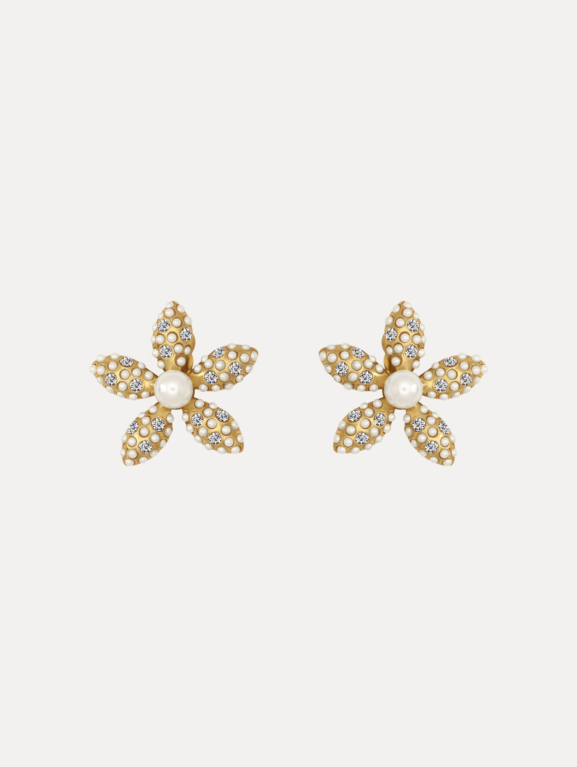 The Pearl Flower Clip-On Earrings in pearl.