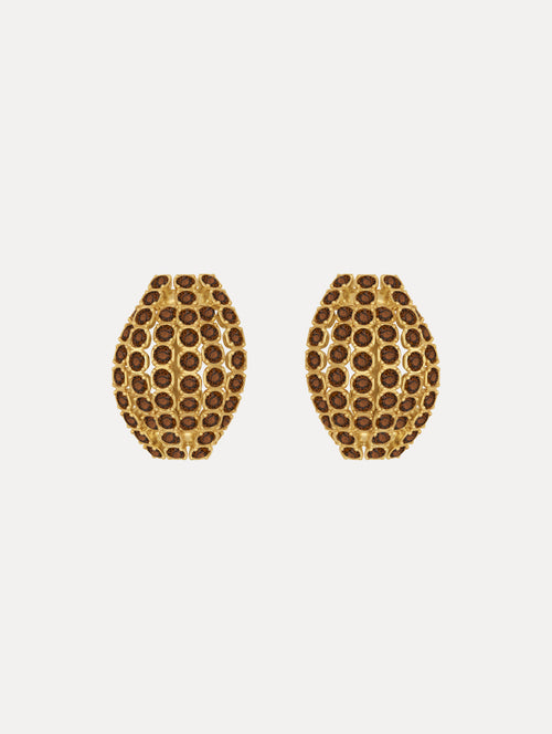 Domed Crystal Clip-On Earrings