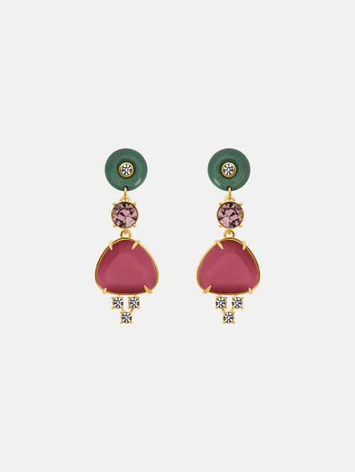 Cabochon & Crystal Drop Earrings