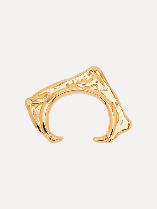 Gold Abstract O Cuff Bracelet Front View