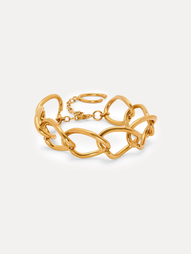 Gold O Chain-Link Bracelet Front View