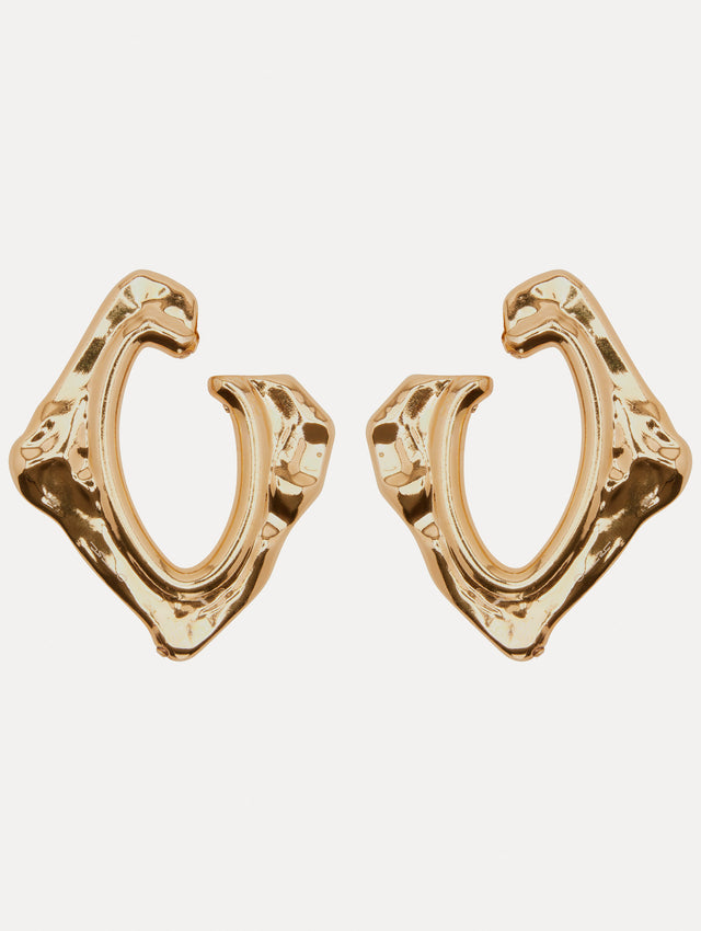 Large Gold Abstract O Hoop Earrings Front View