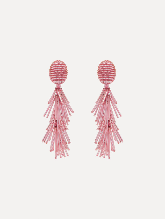 Pink tassel beaded earrings. 