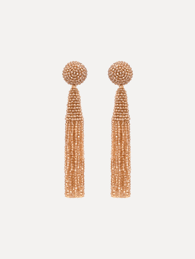 The Conical Tassel Clip-On Earrings in Champagne.