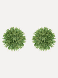 The Raffia Flower Clip-On Earrings in Green.