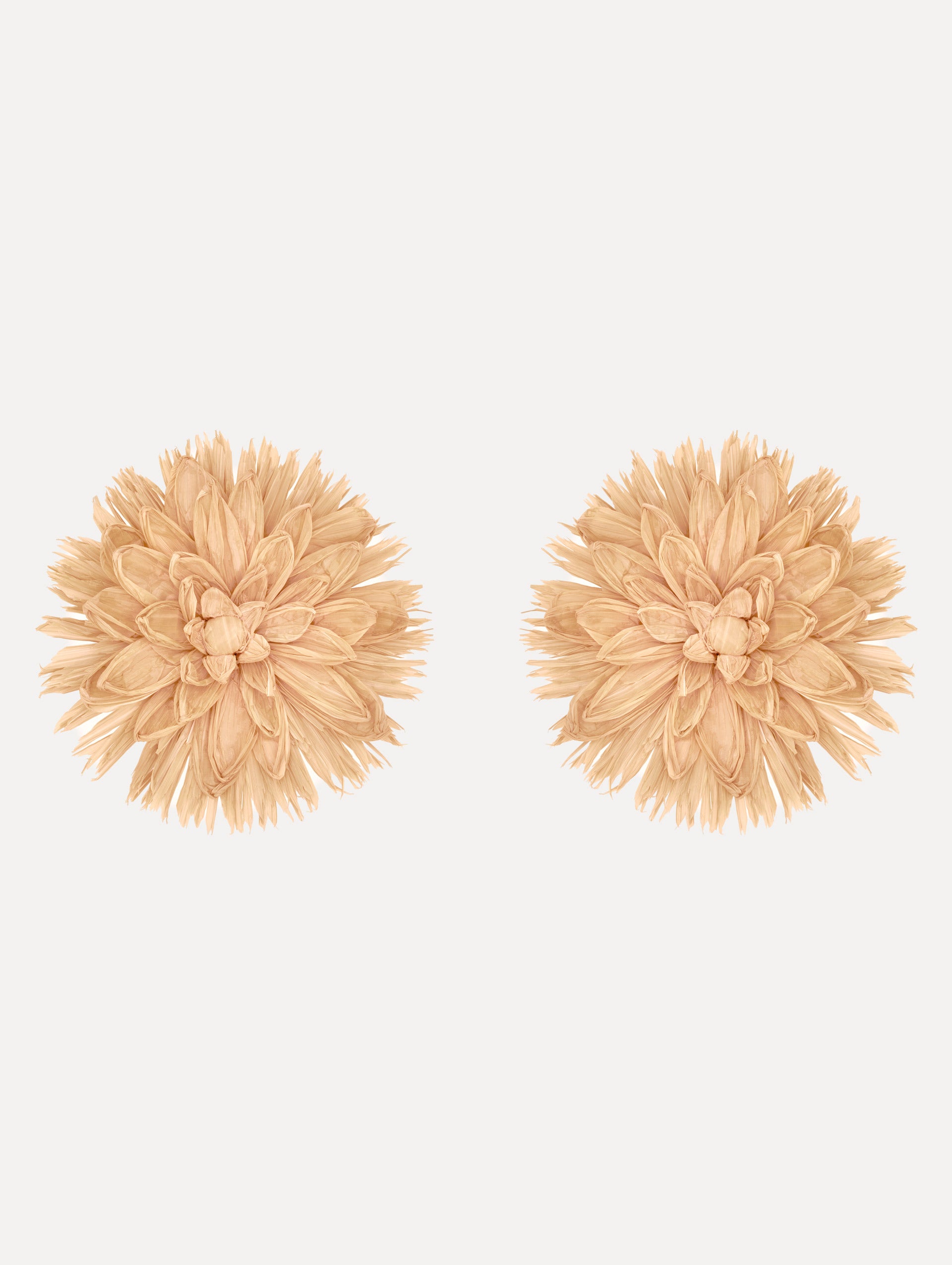 The Raffia Flower Clip-On Earrings in Natural.