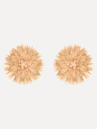 The Raffia Flower Clip-On Earrings in Natural.
