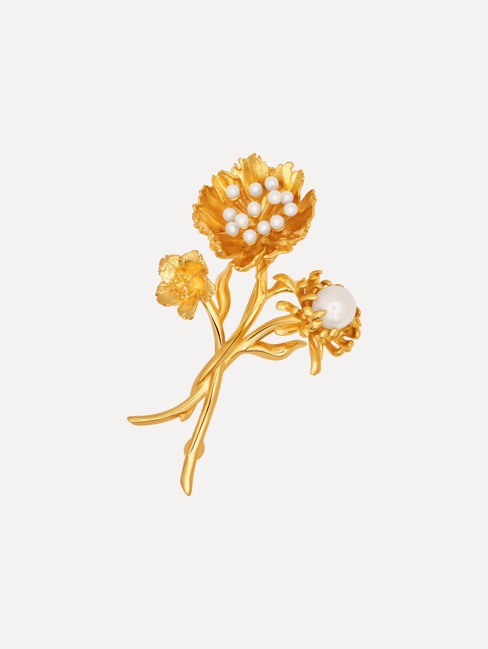 The Pearl Bouquet Brooch in Gold.