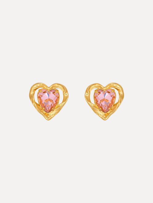 The Heart Stone Earrings in rose