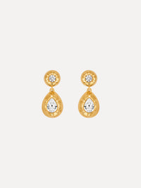 The Scramble Drop Earrings in Crystal.