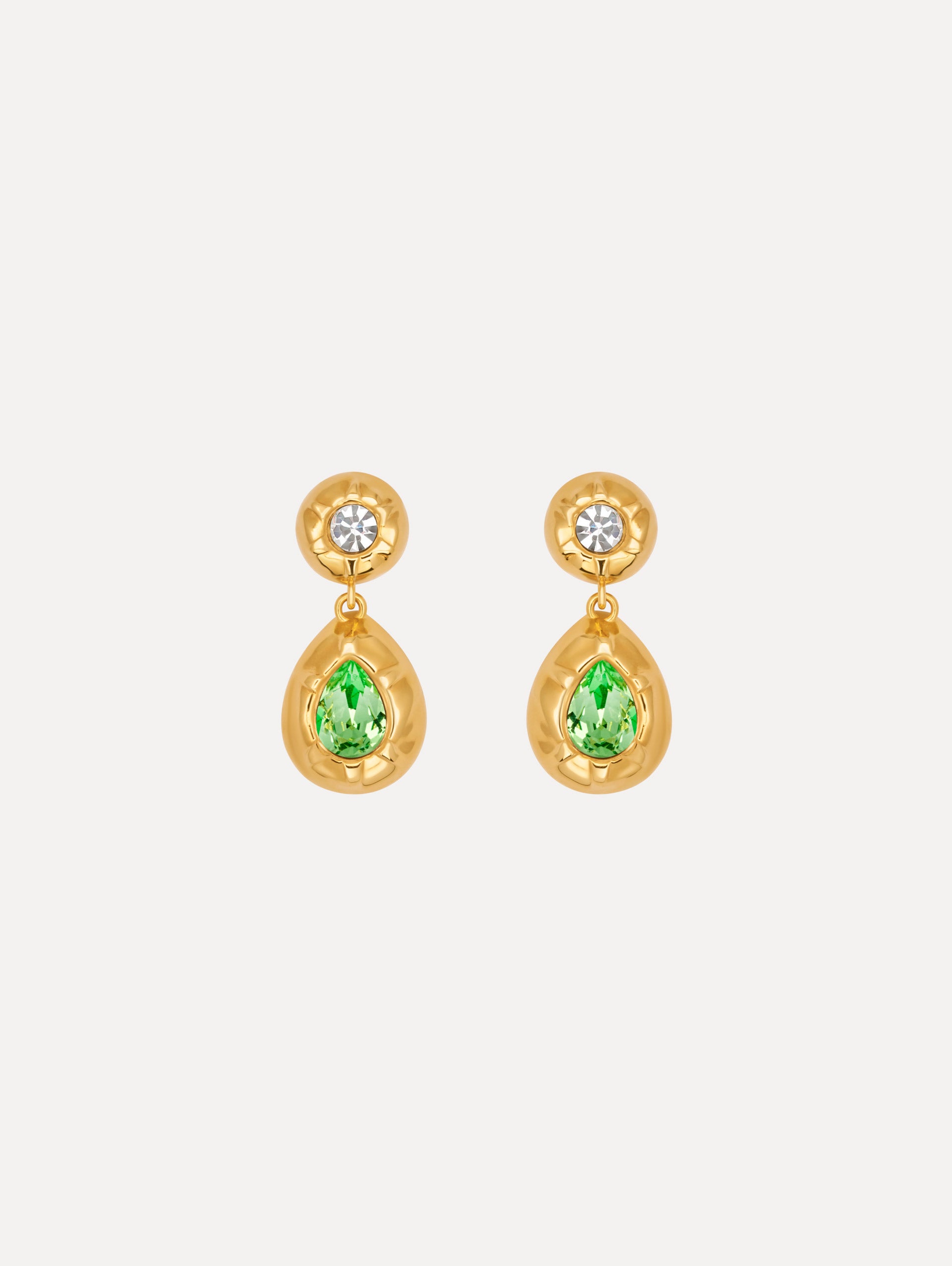 The Scramble Drop Earrings in Peridot.
