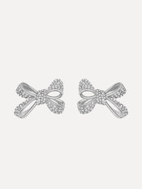 The Crystal Pavé Bow Earrings in Silver.