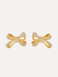 The Crystal Pavé Bow Earrings in Crystal
