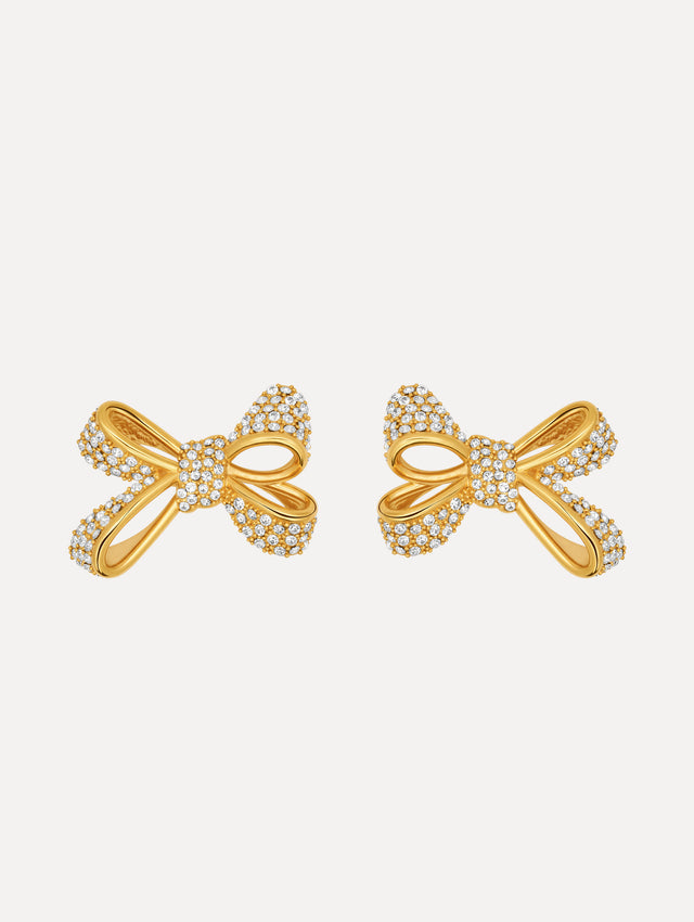 The Crystal Pavé Bow Earrings in Crystal