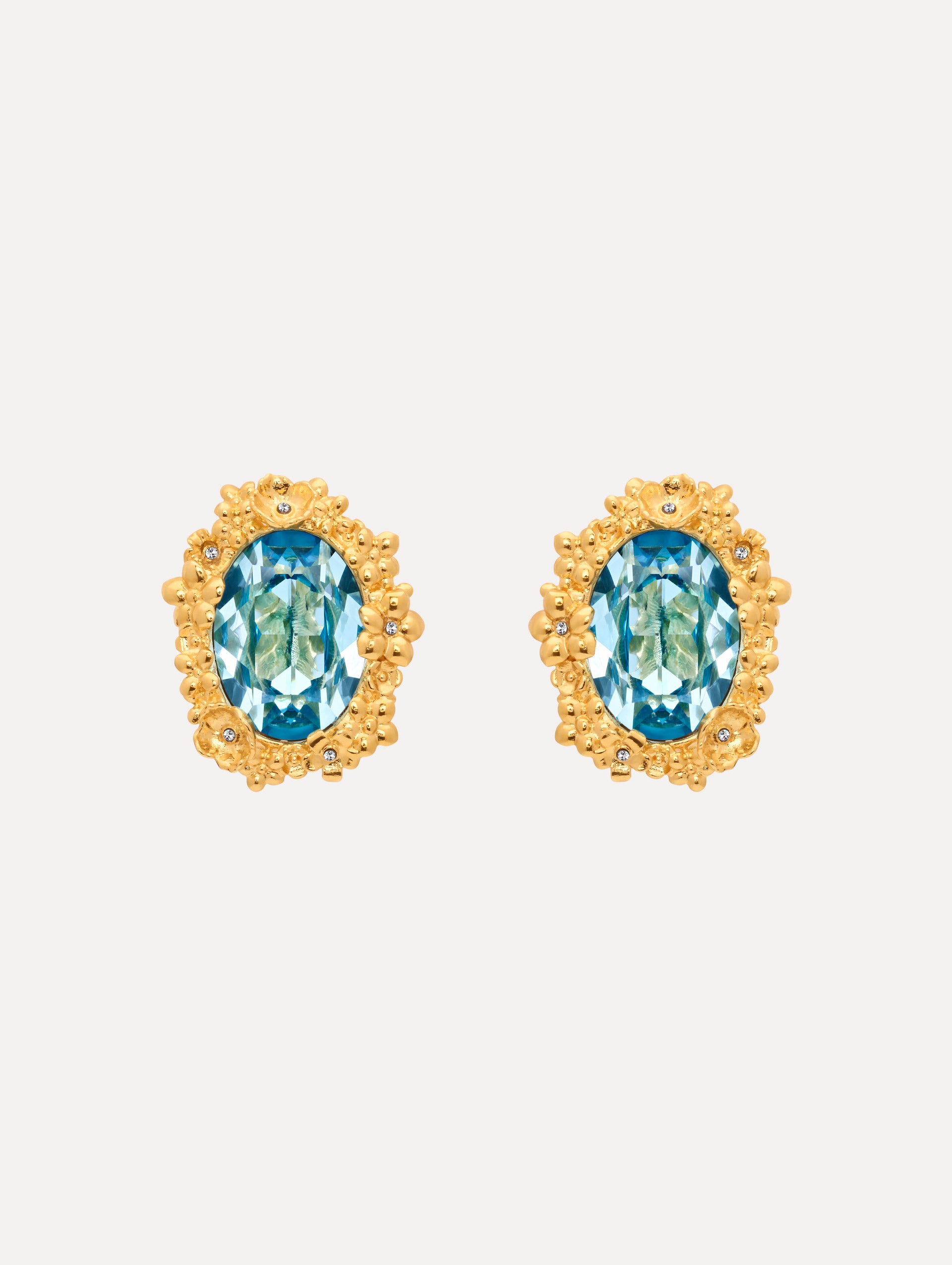 The Oval Medallion Clip-On Earrings in Aqua.