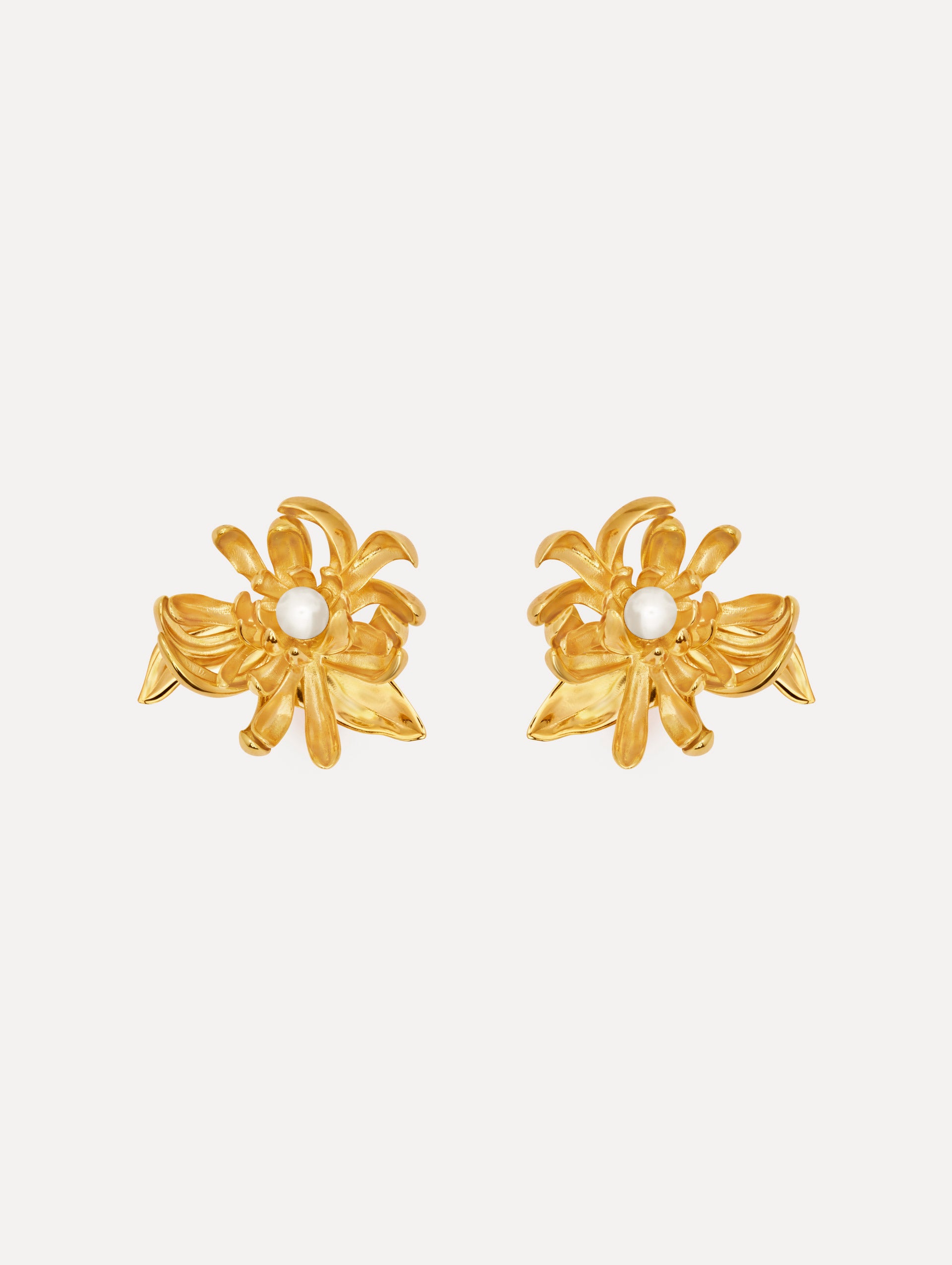 The Chrysanthemum Earrings in Gold.