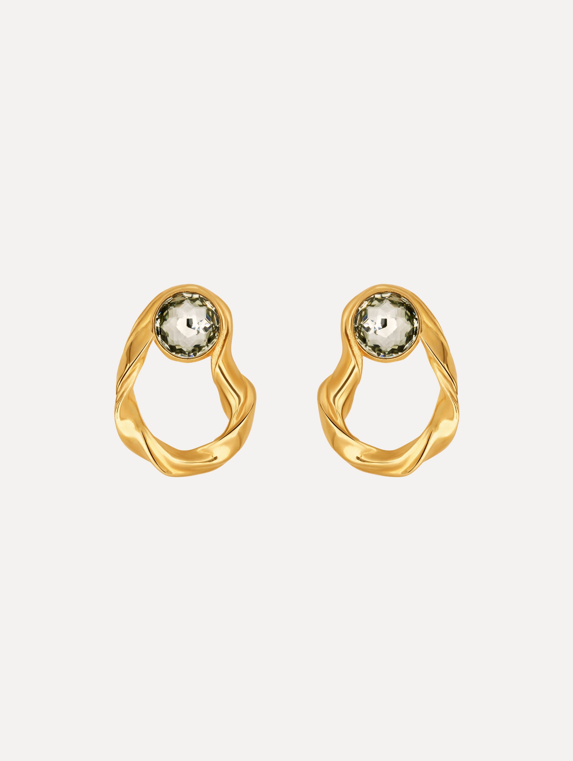 The Hammered Loop Stone Earrings in Black Diamond.