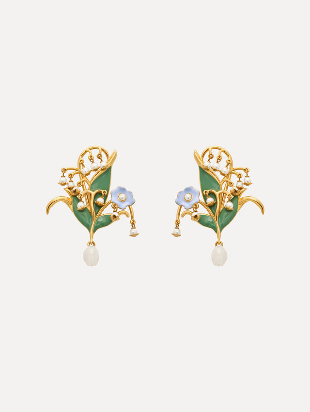The Lily of the Valley Clip-On Earrings in Ivory.