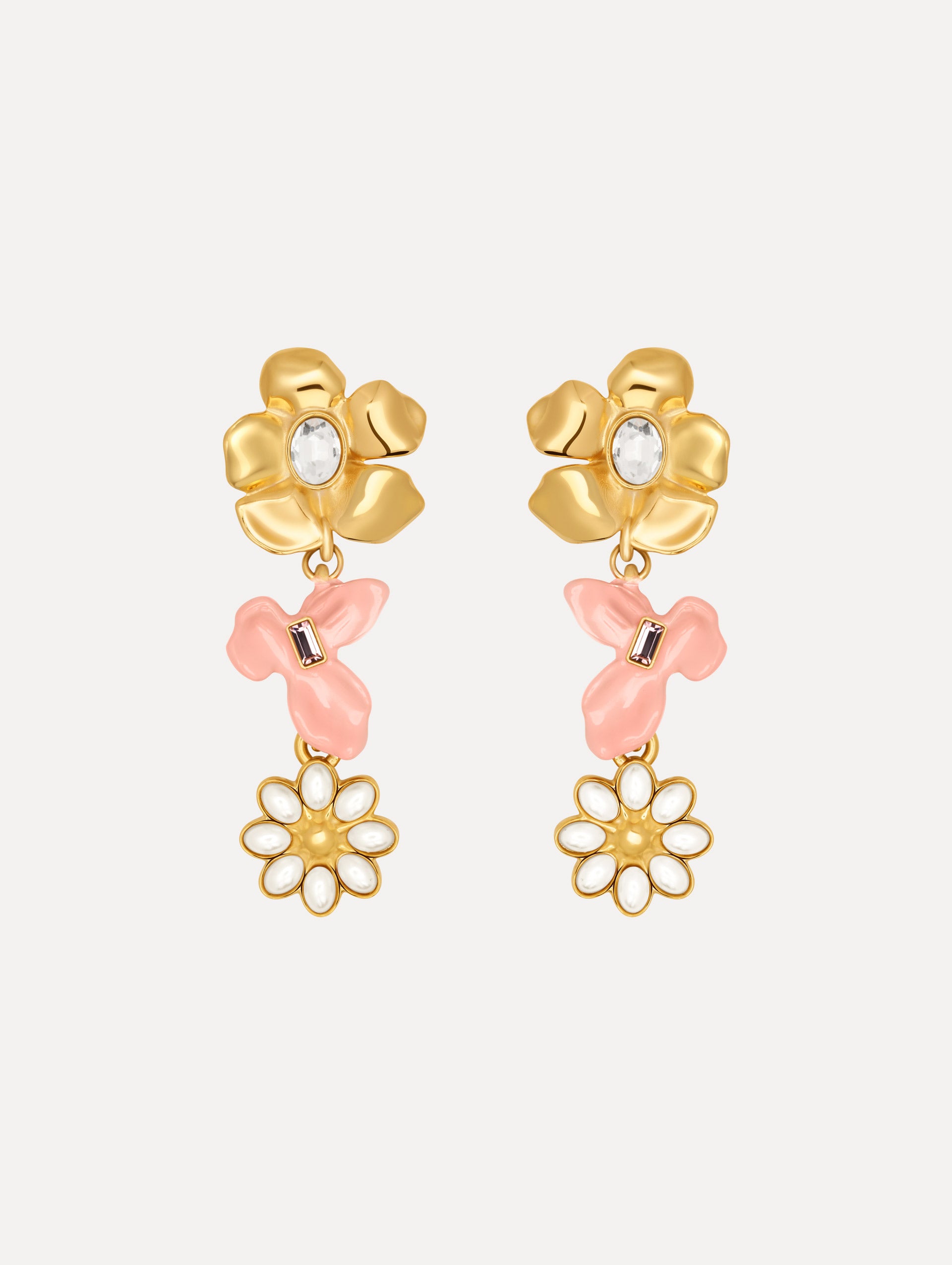 The Wildflower Drop Clip-On Earrings in Peach.
