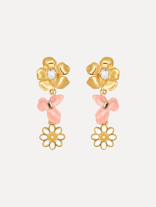 The Wildflower Drop Clip-On Earrings in Peach.