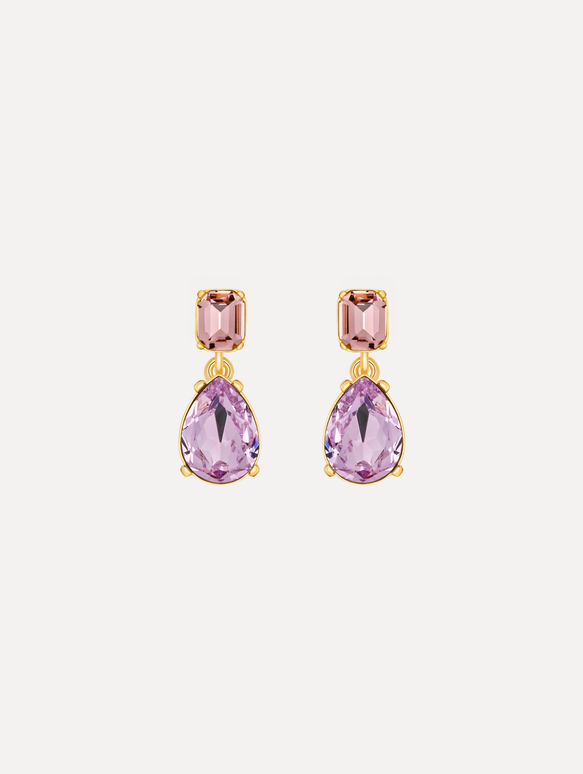 The Crystal Drop Earrings in Violet.