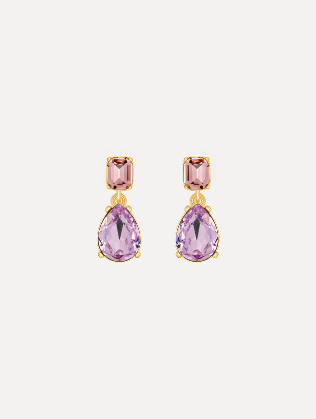 The Crystal Drop Earrings in Violet.