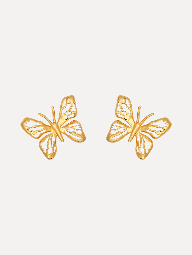 The Openwork Butterfly Clip-On Earrings in Gold.