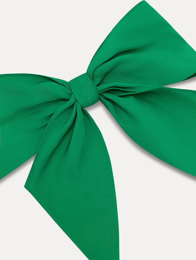 Emerald Green ODLR x @SimonSits Dog Bow featuring an oversized shape and long pointed tails. Zoom View.