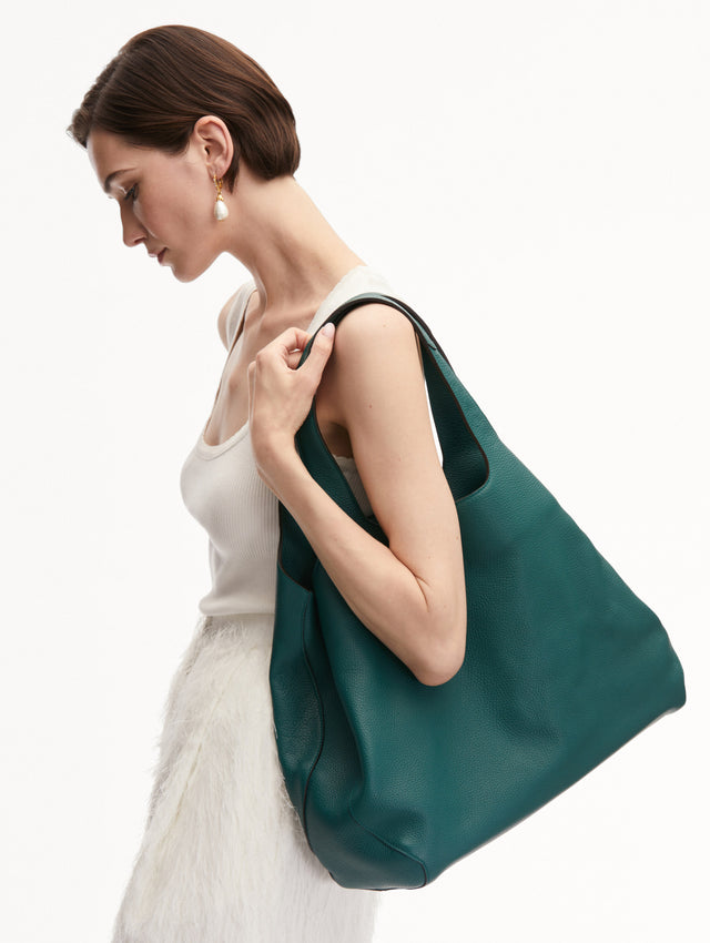 The Topaz Tote in Green Front View