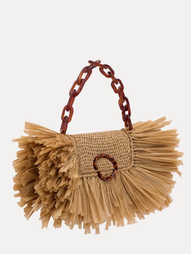 Raffia Fringe O Pochette