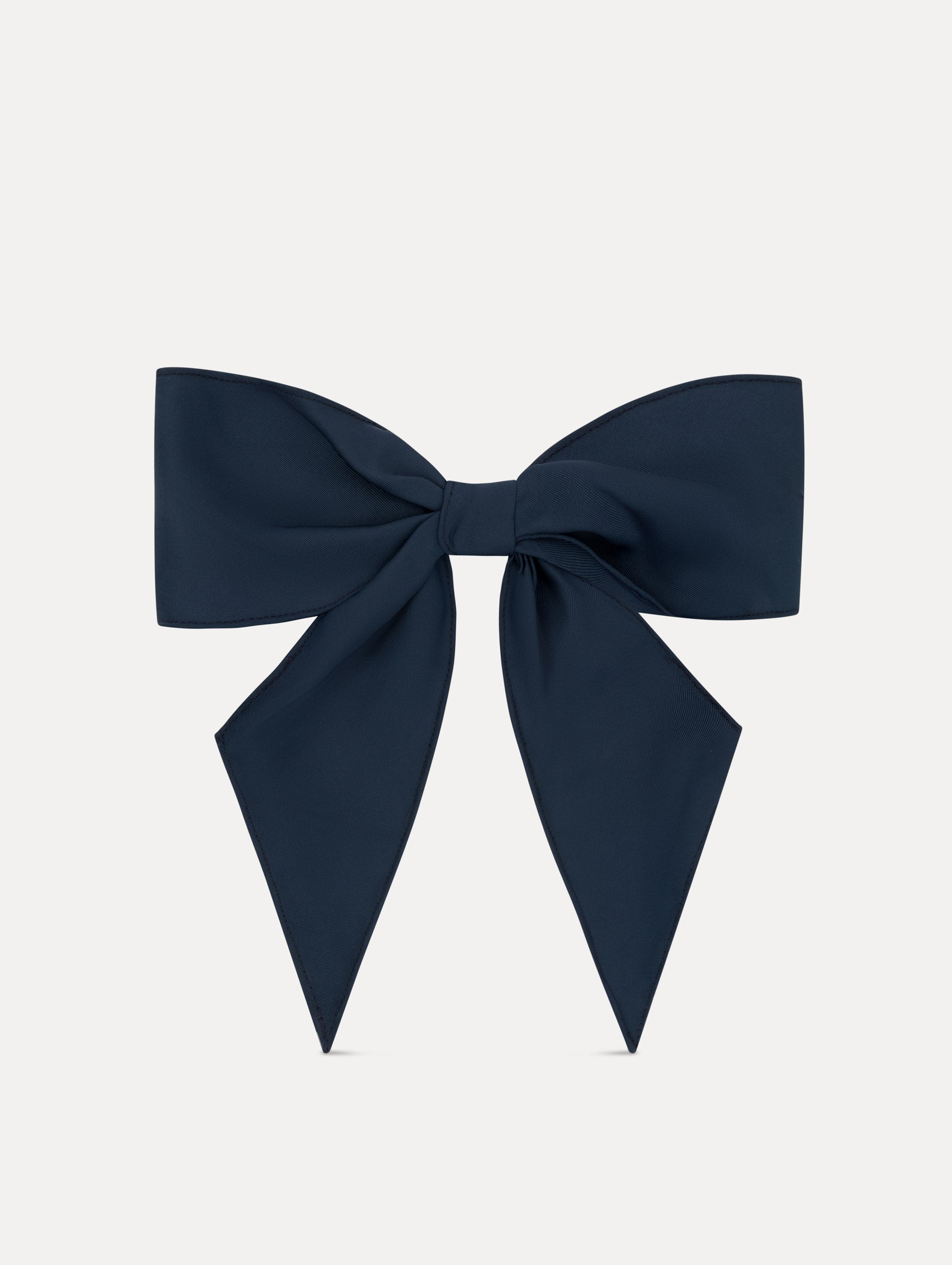 Navy ODLR x @SimonSits Dog Bow featuring an oversized shape and long pointed tails. Front View.