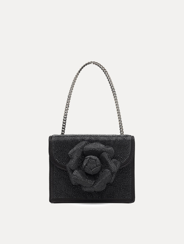 Crystal Pavé Mini TRO Bag in Black Front View
