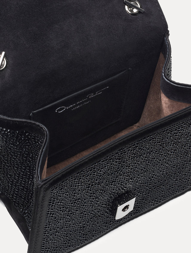 Crystal Pavé Mini TRO Bag in Black Zoom View