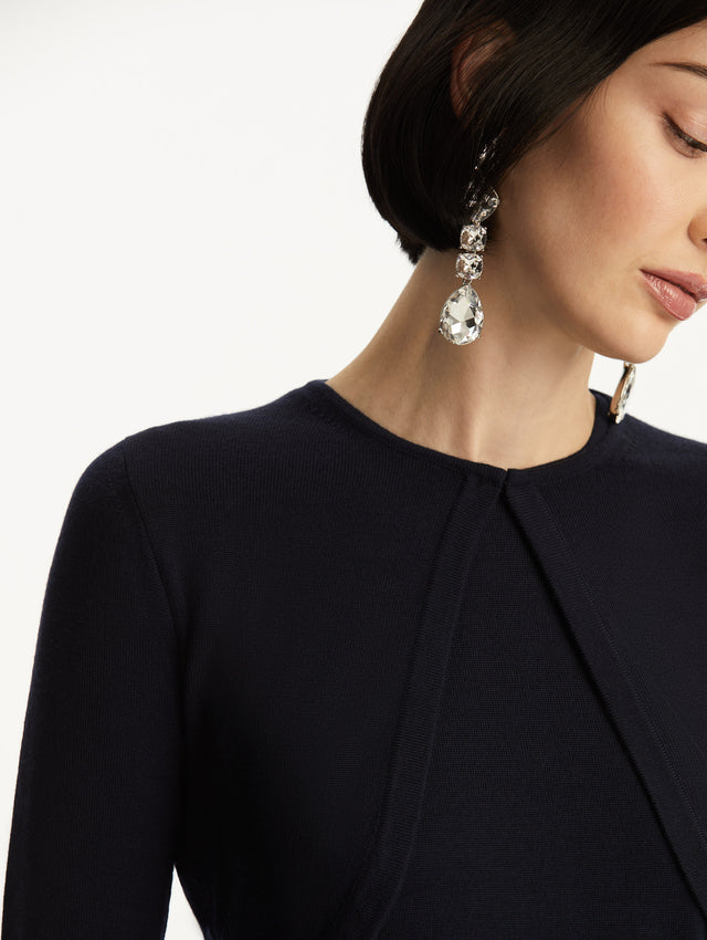 Wool-Blend Navy Bolero Zoom View 