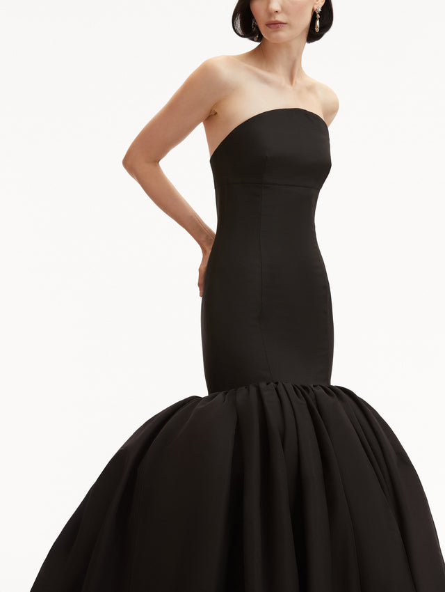 Black Silk Faille Mermaid Strapless Gown Zoom View