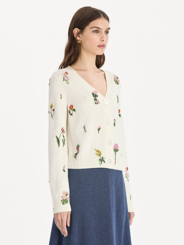 Beaded Mixed Botanical Embroidered Cardigan