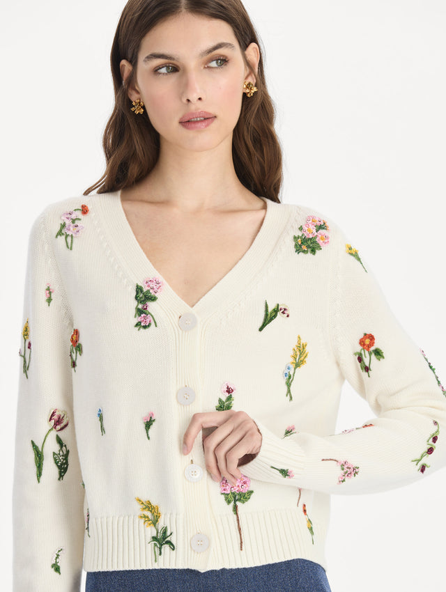 Beaded Mixed Botanical Embroidered Cardigan