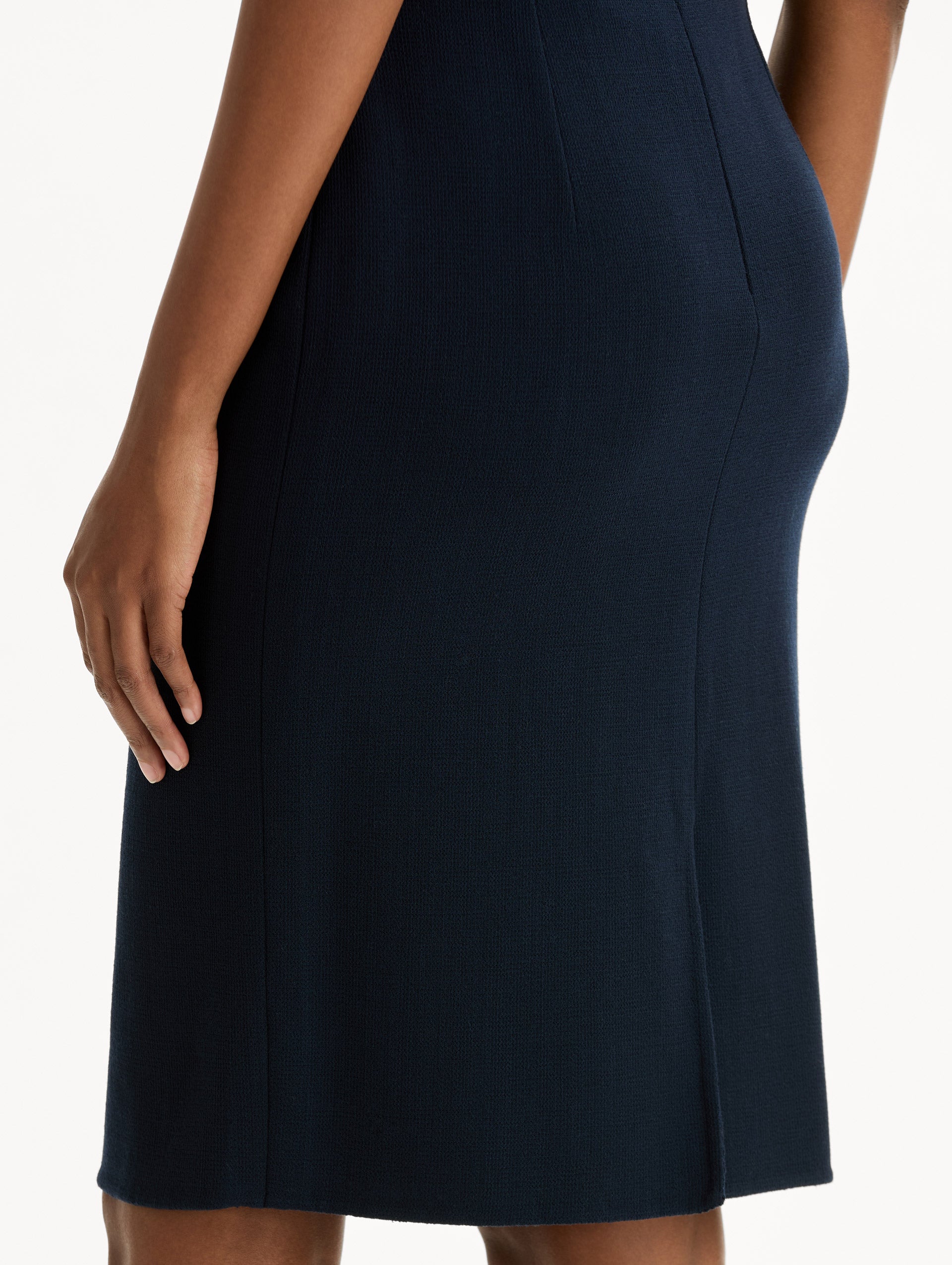 Wool-Blend Pencil Skirt in Navy. Zoom View.