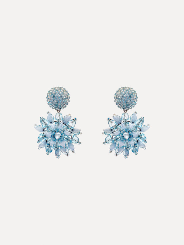 Raffia & Beaded Flower Earrings