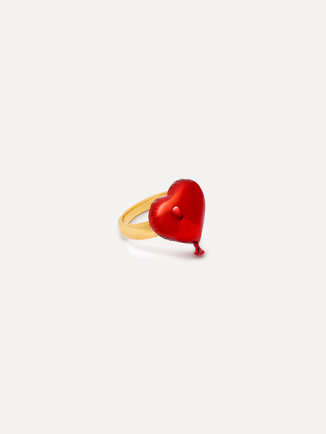 Red Heart Balloon Ring. Side View
