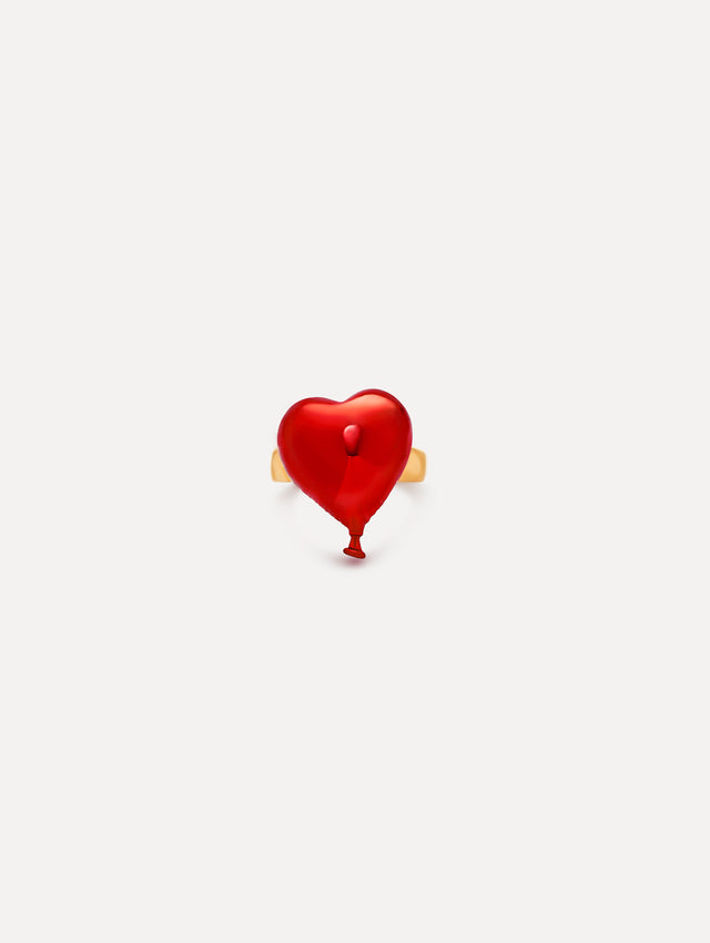 Red Heart Balloon Ring. Front View