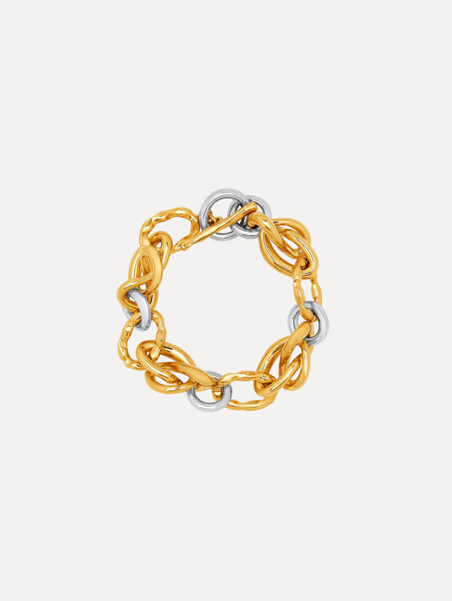 Gold and Silver O Knot Bracelet. Front View